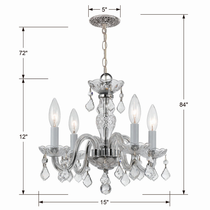 Crystorama 1064-CH-CL-I Four Light Mini Chandelier, Polished Chrome