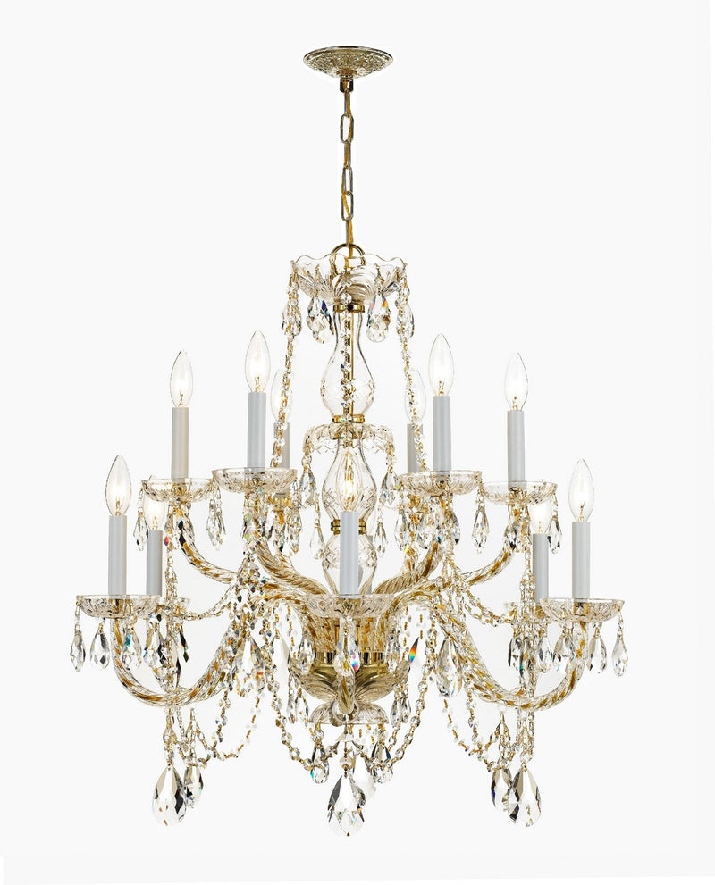 Crystorama 1135-PB-CL-S 12 Light Chandelier, Polished Brass