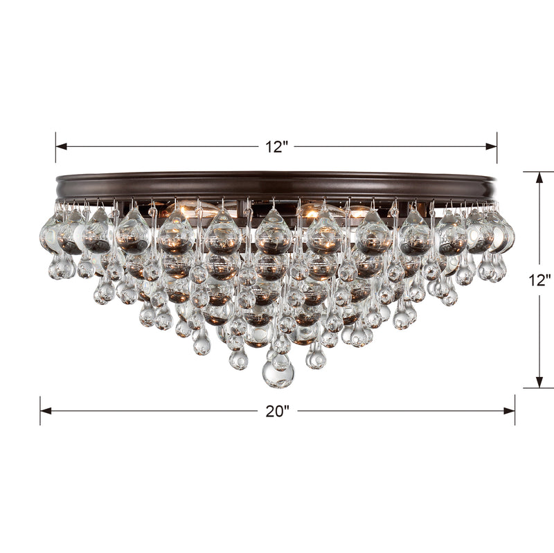 Crystorama 138-VZ Six Light Flush Mount, Vibrant Bronze