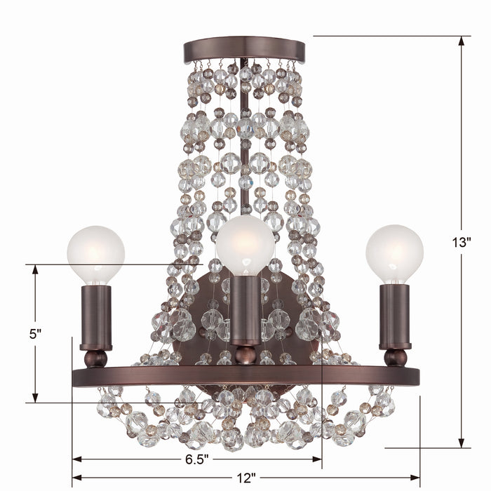 Crystorama 1542-CB-MWP Three Light Wall Sconce, Chocolate Bronze