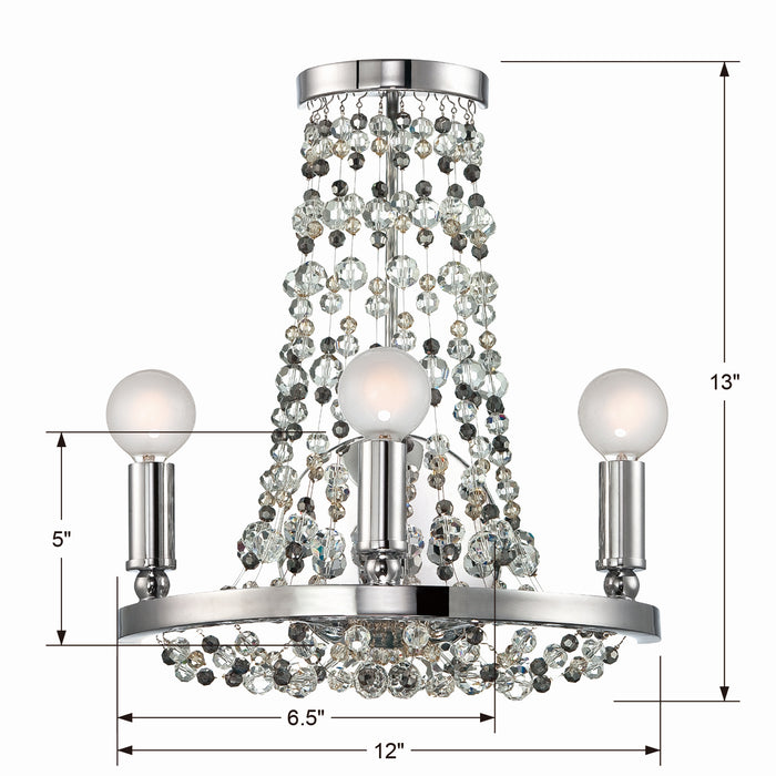 Crystorama 1542-CH-MWP Three Light Wall Sconce, Polished Chrome