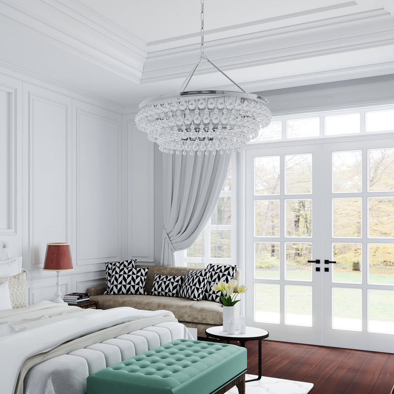 Crystorama 275-CH Six Light Chandelier, Polished Chrome