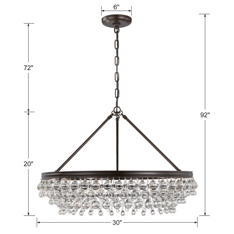 Crystorama 275-VZ Six Light Chandelier, Vibrant Bronze