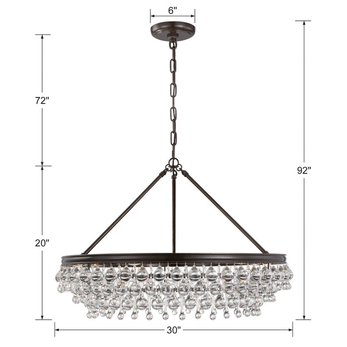 Crystorama 275-VZ Six Light Chandelier, Vibrant Bronze