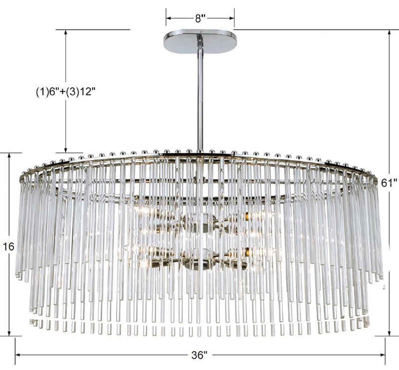 Crystorama 398-CH Eight Light Chandelier, Polished Chrome