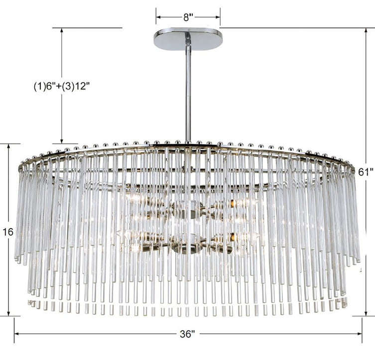 Crystorama 398-CH Eight Light Chandelier, Polished Chrome