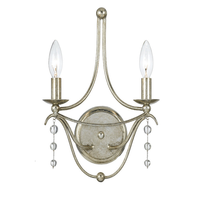 Crystorama 432-SA Two Light Wall Sconce, Antique Silver