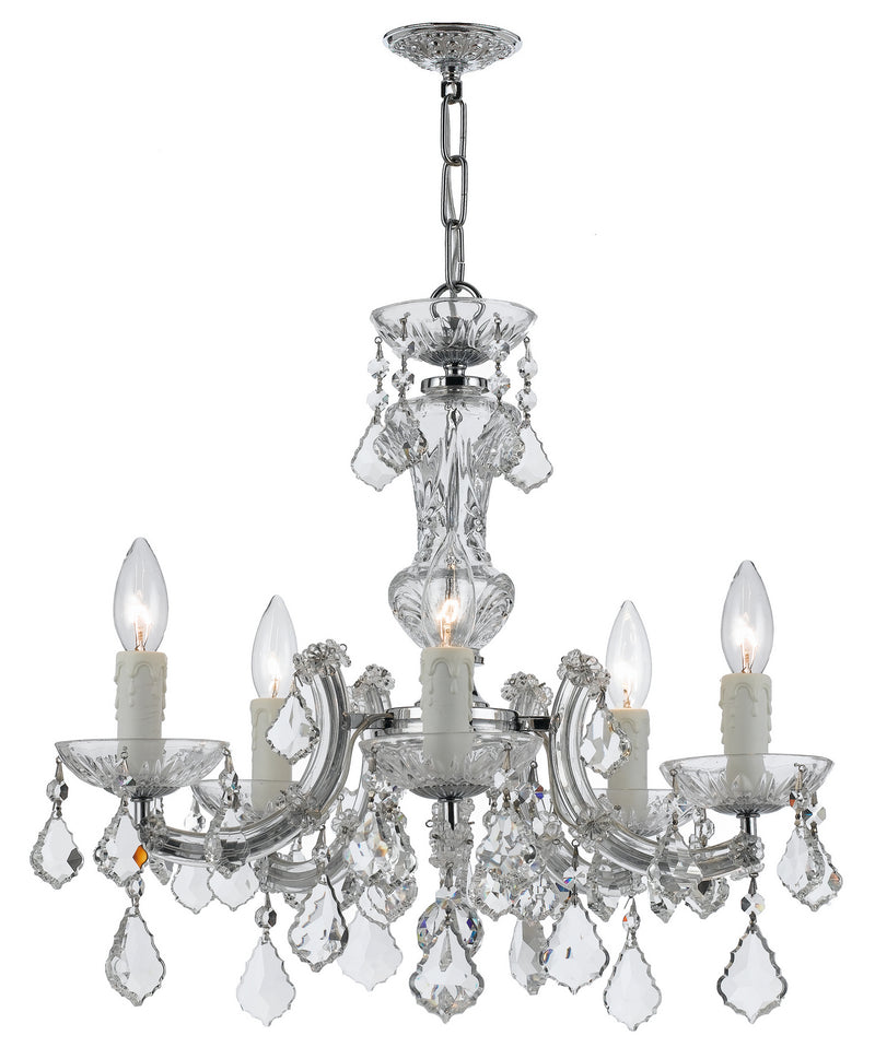 Crystorama 4376-CH-CL-MWP Five Light Mini Chandelier, Polished Chrome