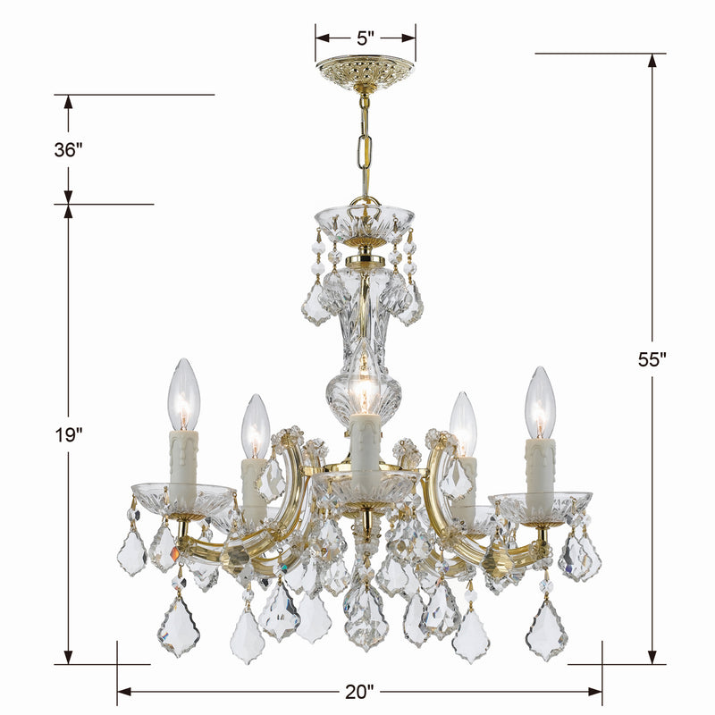 Crystorama 4376-GD-CL-MWP Five Light Mini Chandelier, Gold