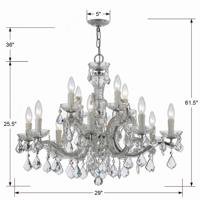 Crystorama 4379-CH-CL-MWP 12 Light Chandelier, Polished Chrome