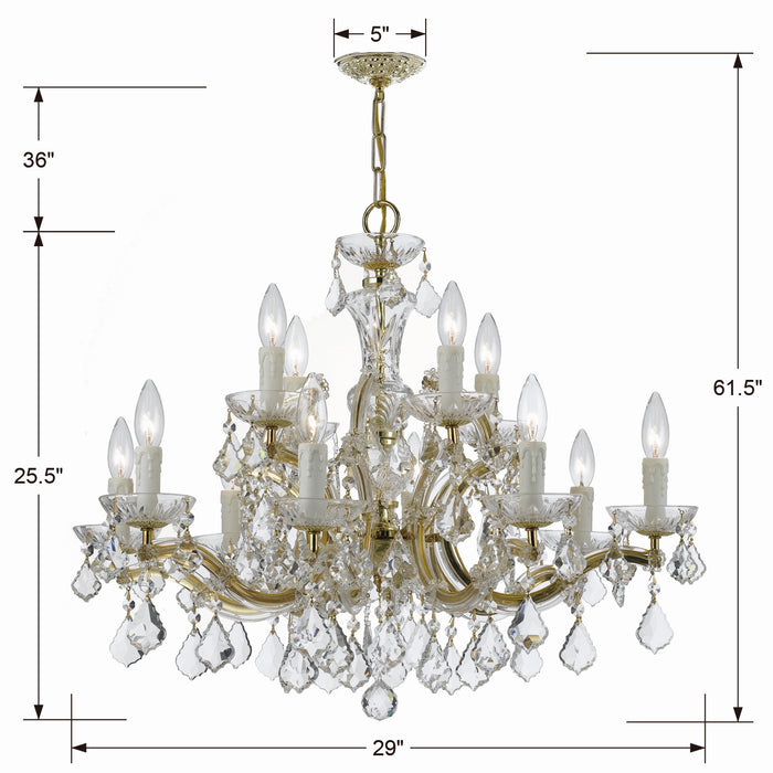 Crystorama 4379-GD-CL-MWP 12 Light Chandelier, Gold