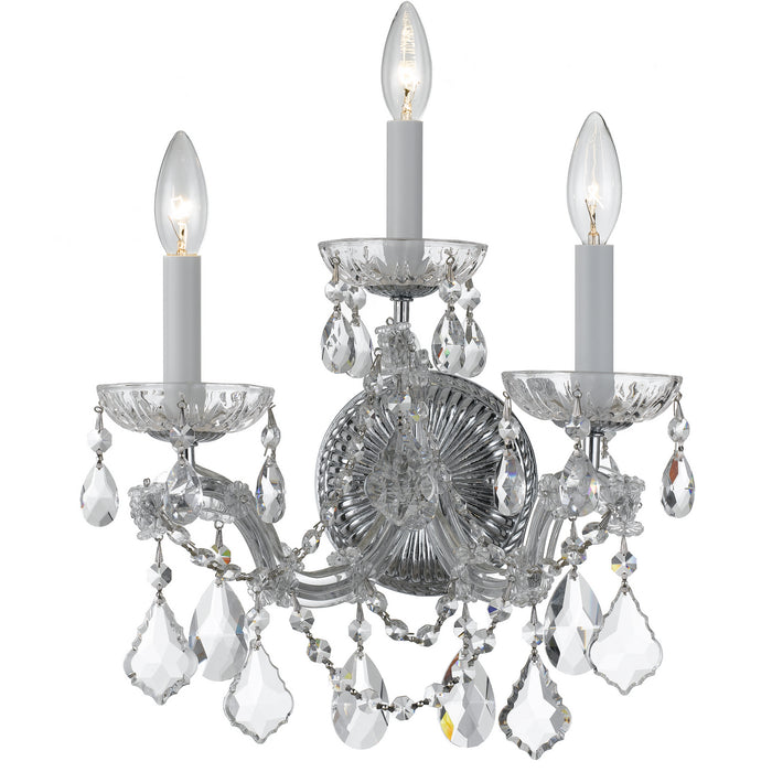 Crystorama 4403-CH-CL-MWP Three Light Wall Sconce, Polished Chrome