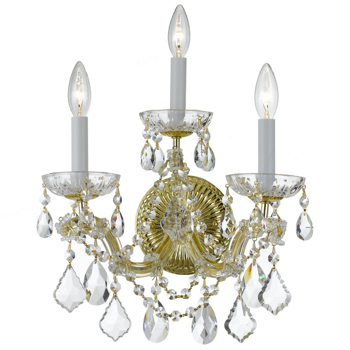 Crystorama 4403-GD-CL-MWP Three Light Wall Sconce, Gold