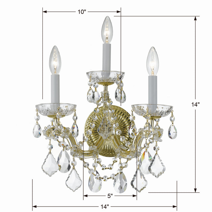 Crystorama 4403-GD-CL-S Three Light Wall Sconce, Gold