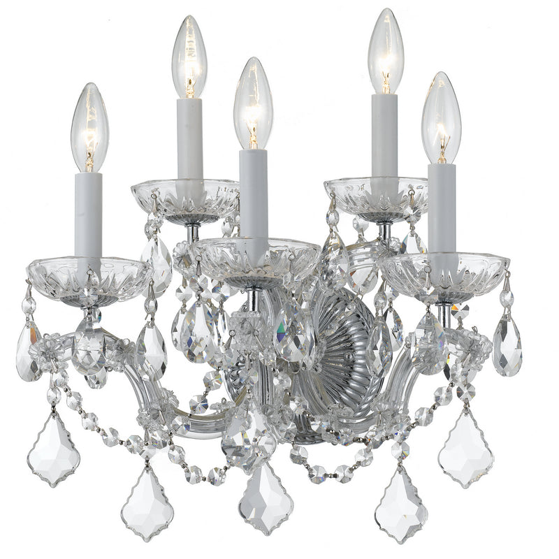 Crystorama 4404-CH-CL-MWP Five Light Wall Sconce, Polished Chrome