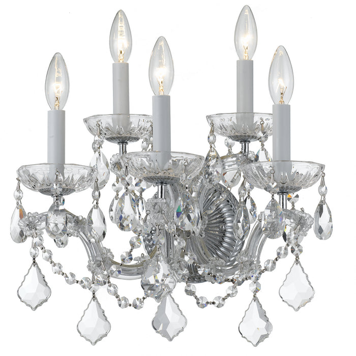 Crystorama 4404-CH-CL-MWP Five Light Wall Sconce, Polished Chrome