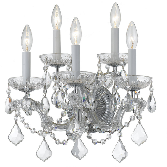 Crystorama 4404-CH-CL-S Five Light Wall Sconce, Polished Chrome