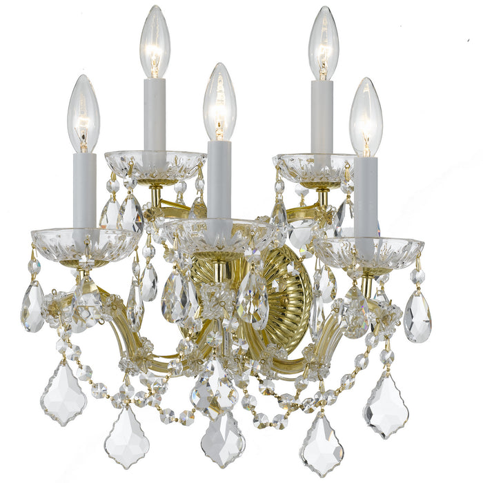 Crystorama 4404-GD-CL-MWP Five Light Wall Sconce, Gold