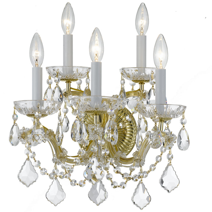 Crystorama 4404-GD-CL-S Five Light Wall Sconce, Gold