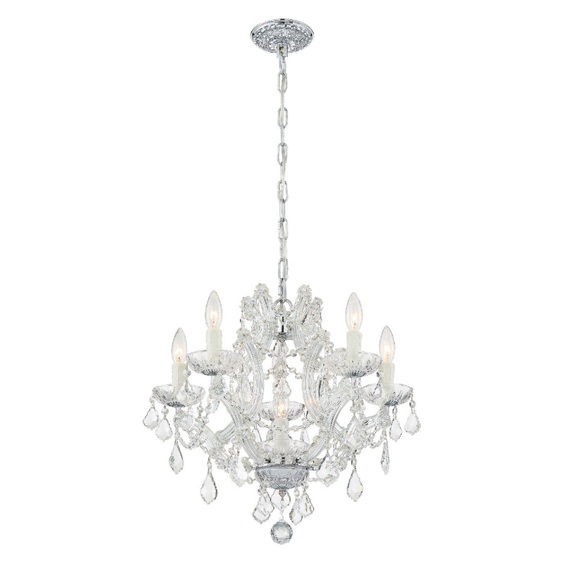 Crystorama 4405-CH-CL-I Six Light Mini Chandelier, Polished Chrome