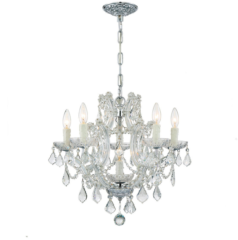 Crystorama 4405-CH-CL-I Six Light Mini Chandelier, Polished Chrome