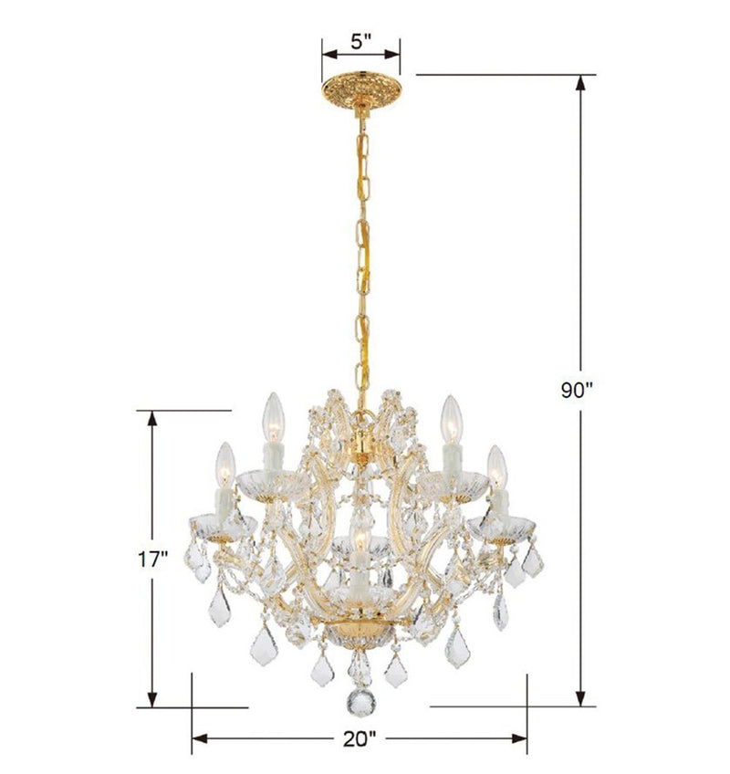 Crystorama 4405-GD-CL-I Six Light Mini Chandelier, Gold