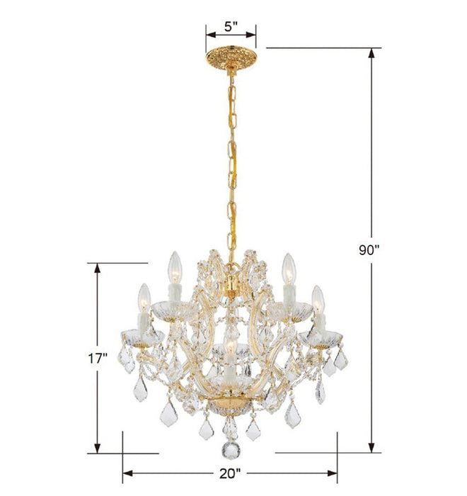 Crystorama 4405-GD-CL-I Six Light Mini Chandelier, Gold