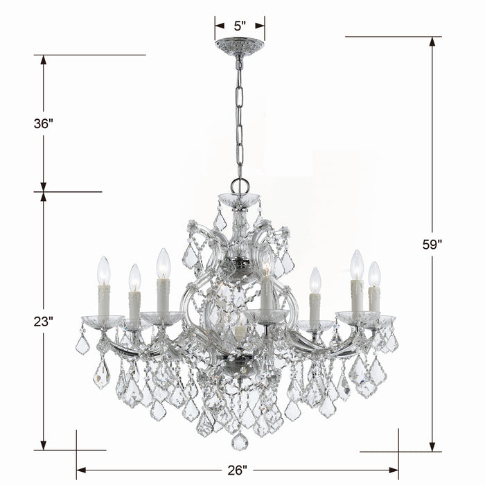Crystorama 4408-CH-CL-MWP Nine Light Chandelier, Polished Chrome