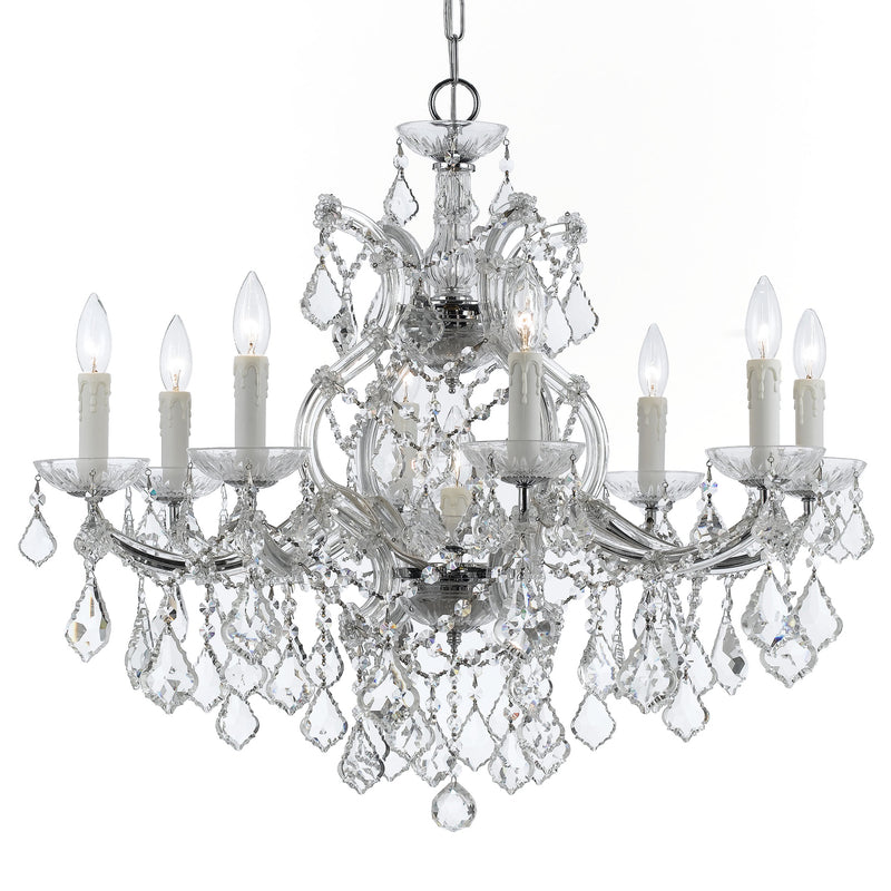 Crystorama 4408-CH-CL-MWP Nine Light Chandelier, Polished Chrome