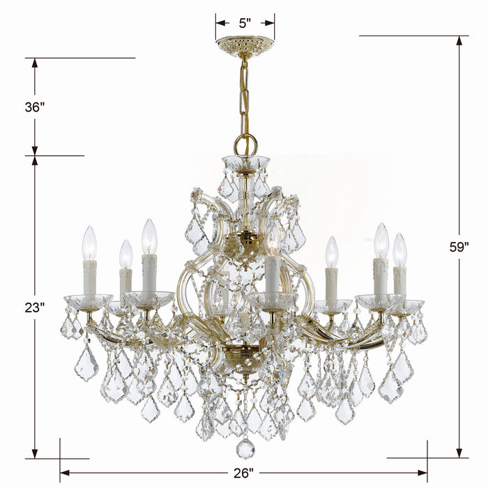 Crystorama 4408-GD-CL-MWP Nine Light Chandelier, Gold
