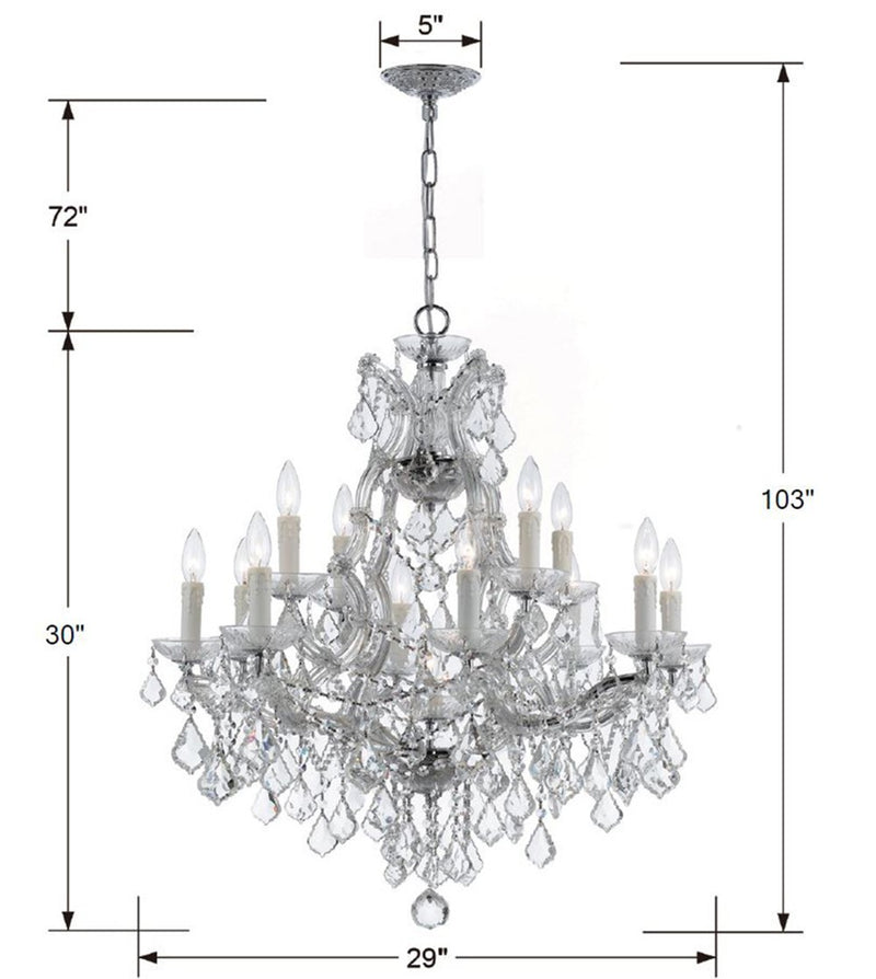 Crystorama 4412-CH-CL-I 13 Light Chandelier, Polished Chrome