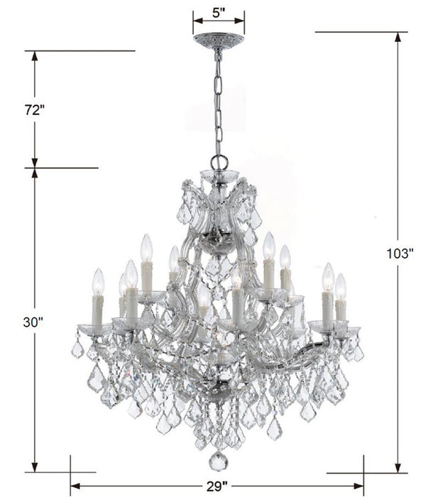 Crystorama 4412-CH-CL-I 13 Light Chandelier, Polished Chrome