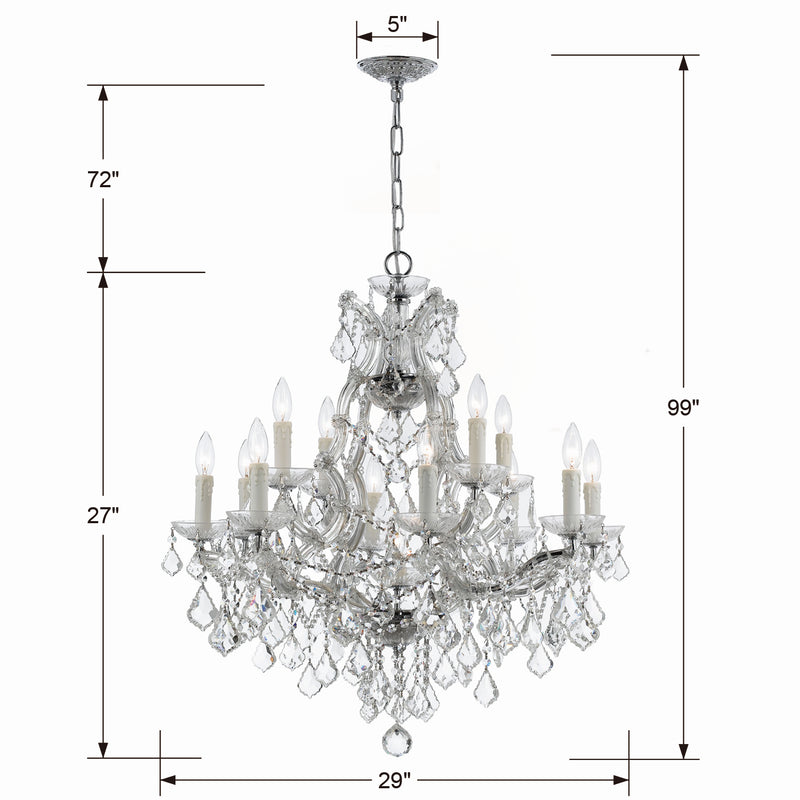 Crystorama 4412-CH-CL-S 13 Light Chandelier, Polished Chrome