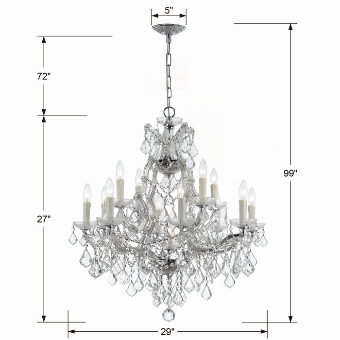 Crystorama 4412-CH-CL-SAQ 13 Light Chandelier, Polished Chrome
