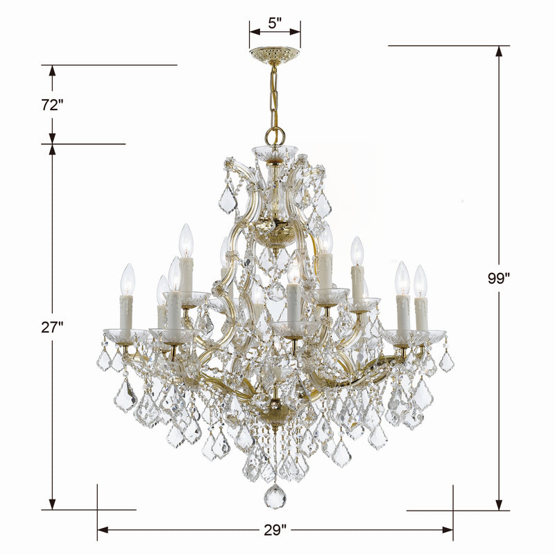 Crystorama 4412-GD-CL-S 13 Light Chandelier, Gold