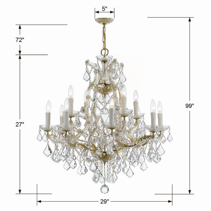 Crystorama 4412-GD-CL-SAQ 13 Light Chandelier, Gold
