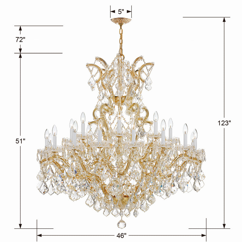 Crystorama 4424-GD-CL-SAQ 25 Light Chandelier, Gold