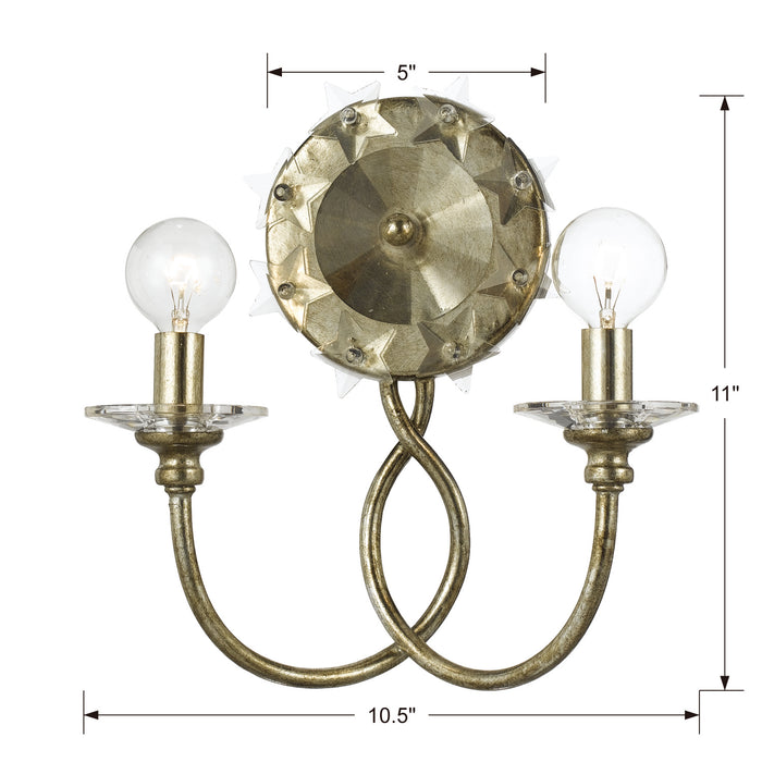Crystorama 442-SA Two Light Wall Sconce, Antique Silver