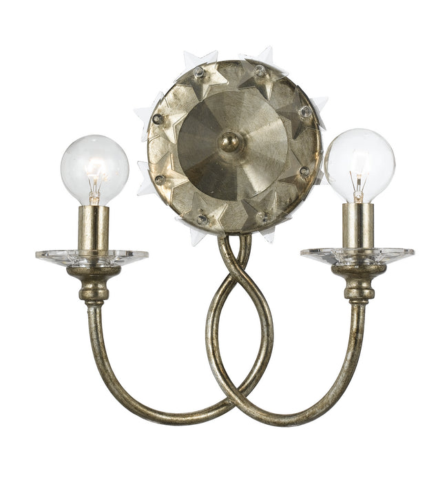 Crystorama 442-SA Two Light Wall Sconce, Antique Silver