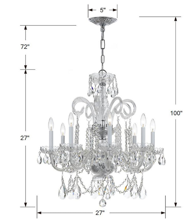 Crystorama 5008-CH-CL-MWP Eight Light Chandelier, Polished Chrome