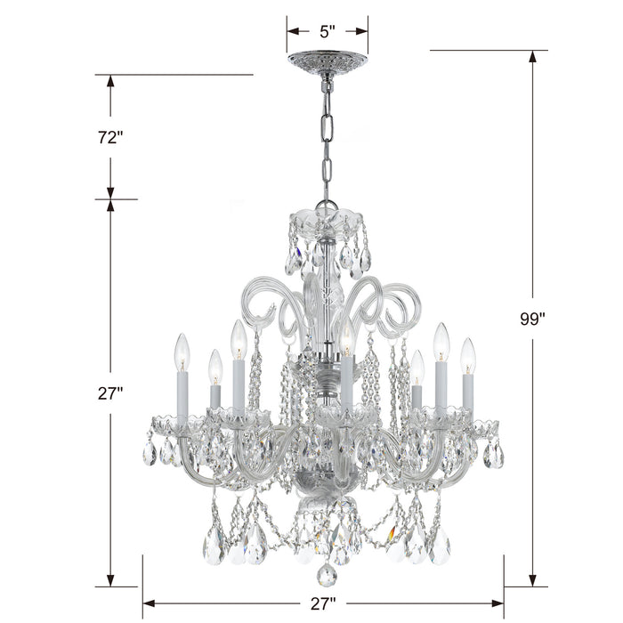 Crystorama 5008-CH-CL-SAQ Eight Light Chandelier, Polished Chrome