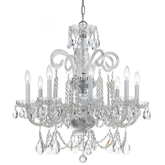 Crystorama 5008-CH-CL-SAQ Eight Light Chandelier, Polished Chrome