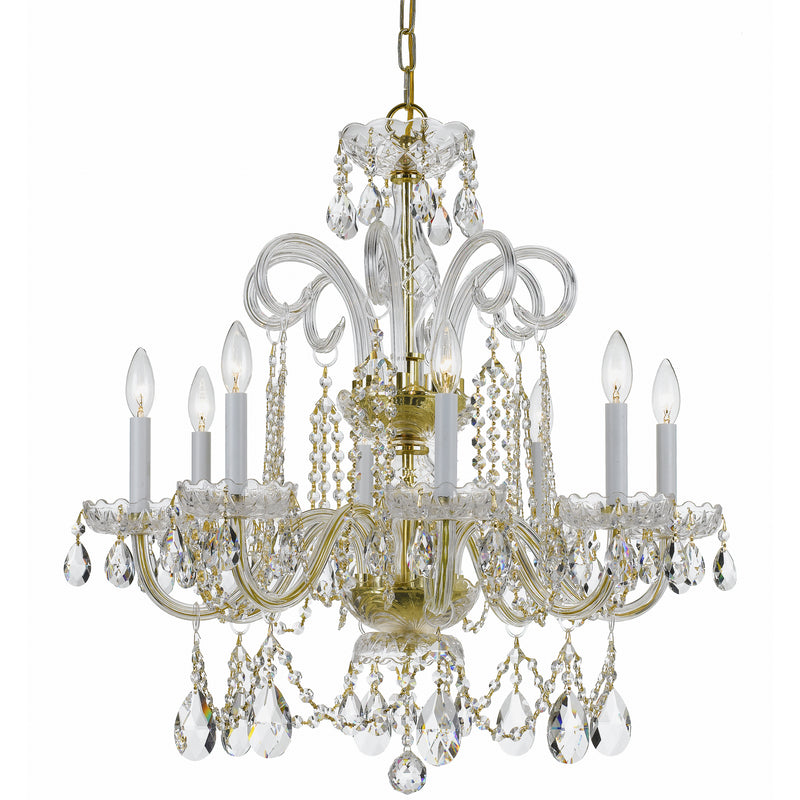 Crystorama 5008-PB-CL-MWP Eight Light Chandelier, Polished Brass