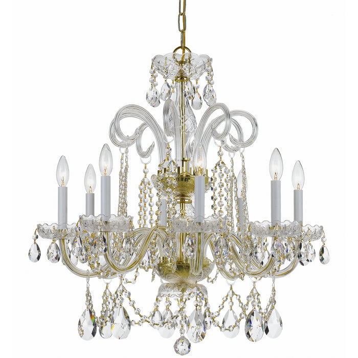 Crystorama 5008-PB-CL-MWP Eight Light Chandelier, Polished Brass