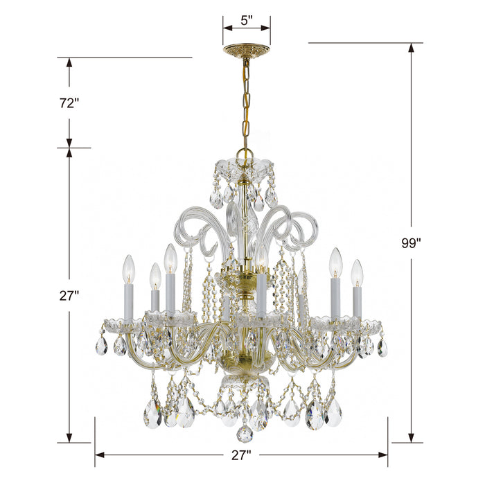 Crystorama 5008-PB-CL-SAQ Eight Light Chandelier, Polished Brass