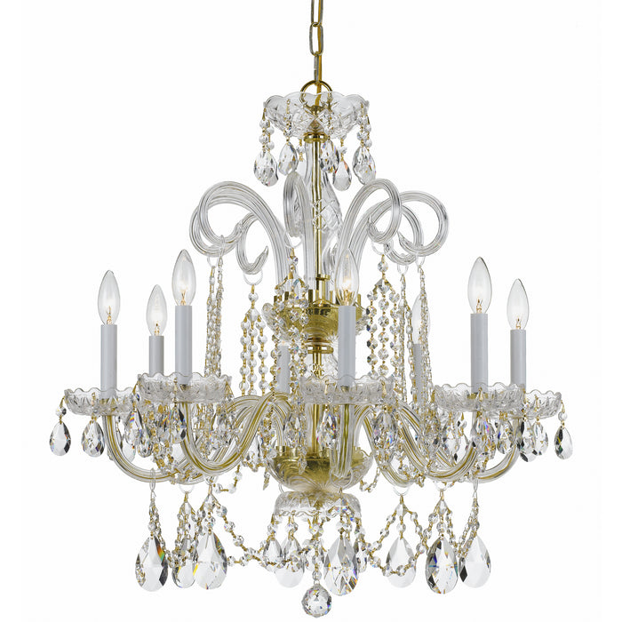 Crystorama 5008-PB-CL-SAQ Eight Light Chandelier, Polished Brass