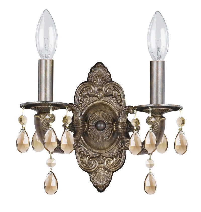 Crystorama 5022-VB-GT-MWP Two Light Wall Sconce, Venetian Bronze