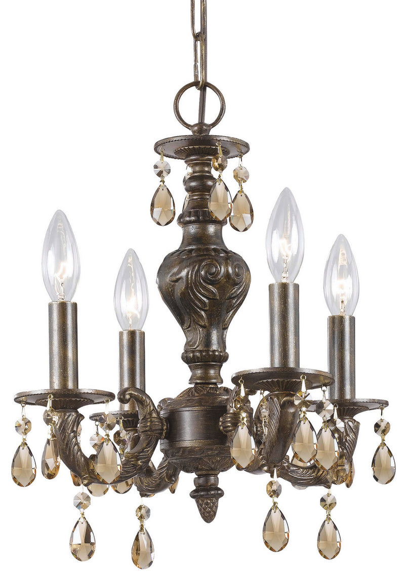 Crystorama 5024-VB-GT-MWP Four Light Mini Chandelier, Venetian Bronze