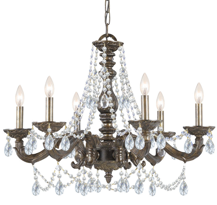 Crystorama 5026-VB-CL-S Six Light Chandelier, Venetian Bronze