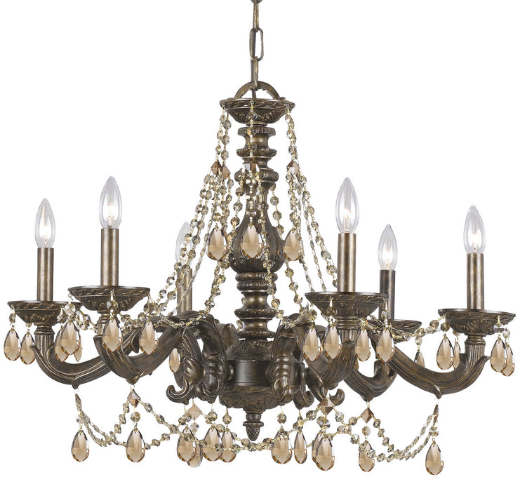 Crystorama 5026-VB-GT-MWP Six Light Chandelier, Venetian Bronze